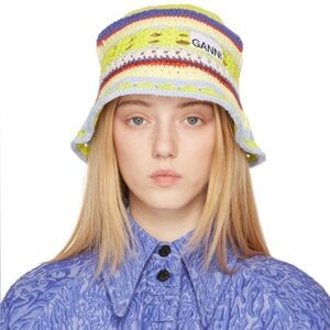 Ganni Colorful Striped Crochet Hat